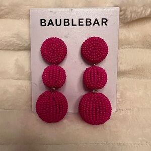 BaubleBar Hot Pink Triple Beaded Drop Earrings NWT